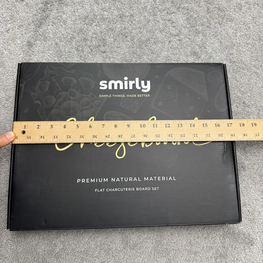 Smirly Bamboo Cheese Board Knife Set Charcuterie Platter Serving Tray Large NWB